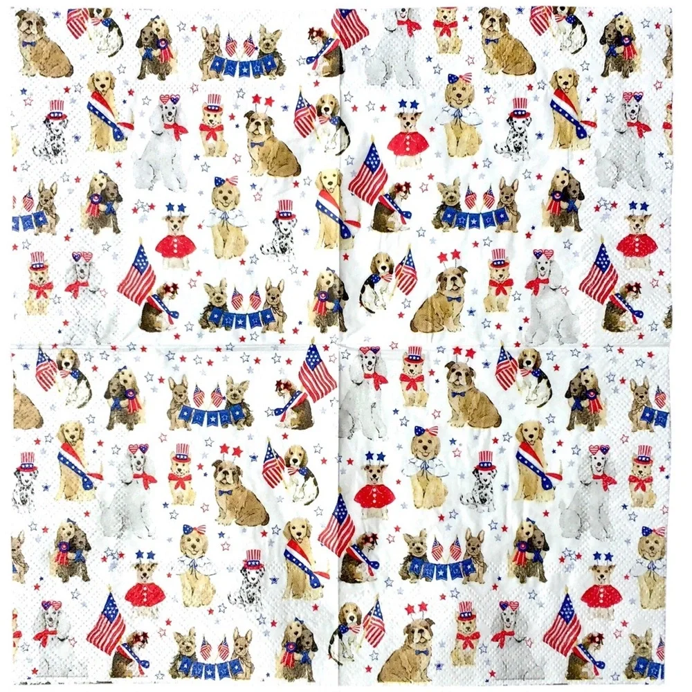 4th of July Decoupage Napkin Bundle Patriotic Stars & Stripes US Flag, 13 pcs